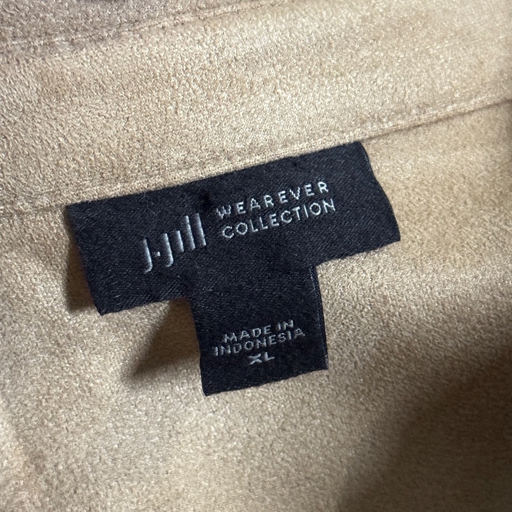 J. Jill Wearever Collection XL Tan Faux Suede Stretch Shirt Jacket Shacket - Picture 7 of 11